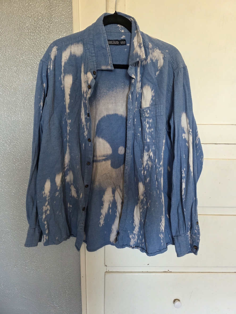 Faded Glory Blue and White Bleach-Effect Denim Shirt Jacket